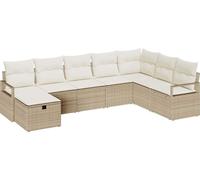 vidaXL Ensemble canapé avec coussins avec mémoire Beige et crème Poly-Rattan
