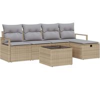 vidaXL Ensemble canapé avec coussins avec mémoire Beige et gris clair Poly-Rotin