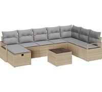vidaXL Ensemble canapé avec coussins avec mémoire Beige et gris clair Poly-Rotin