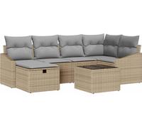 vidaXL Ensemble canapé avec coussins avec mémoire Beige et gris clair Poly-Rotin