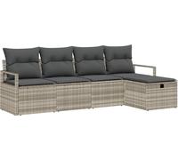 vidaXL Ensemble canapé avec coussins avec mémoire gris clair Poly-Rotin