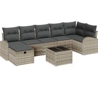 vidaXL Ensemble canapé avec coussins avec mémoire gris clair Poly-Rotin