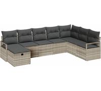 vidaXL Ensemble canapé avec coussins avec mémoire gris clair Poly-Rotin