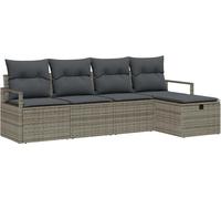 vidaXL Ensemble canapé avec coussins avec mémoire Gris Poly-Rotin