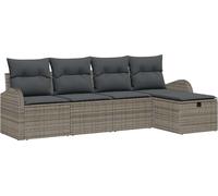 vidaXL Ensemble canapé avec coussins avec mémoire Gris Poly-Rotin