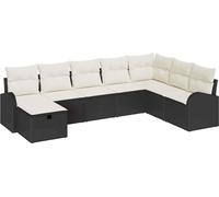 vidaXL Ensemble canapé avec coussins avec mémoire noir et crème poly-rotin
