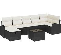 vidaXL Ensemble canapé avec coussins avec mémoire noir et crème poly-rotin