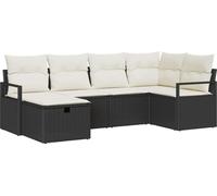 vidaXL Ensemble canapé avec coussins avec mémoire noir et crème poly-rotin