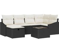 vidaXL Ensemble canapé avec coussins avec mémoire noir et crème poly-rotin