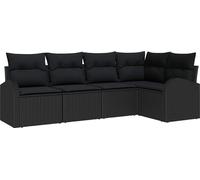 vidaXL Ensemble canapé avec coussins Noir Polyester