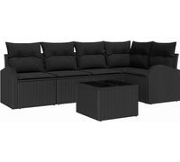 vidaXL Ensemble canapé avec coussins Noir Polyester