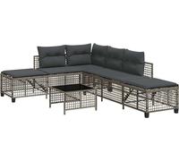 vidaXL Ensemble canapé d'angle de jardin 3 pièces avec coussins Gris Poly rotin