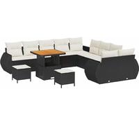 vidaXL Ensemble canapé de jardin 13 pcs noir poly rotin