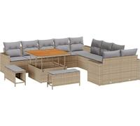 vidaXL Ensemble canapé de jardin 13 pièces beige polyrotin