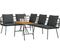vidaXL Ensemble canapé de jardin 2 pièces Noir Poly-rotin