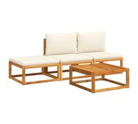 vidaXL Ensemble canapé de jardin 4 pièces avec coussins bois acacia & corde