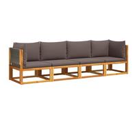 vidaXL Ensemble canapé de jardin 4 pièces avec coussins bois acacia & corde