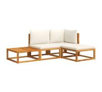 vidaXL Ensemble canapé de jardin 4 pièces avec coussins bois acacia & corde