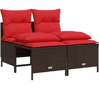 vidaXL Ensemble canapé de jardin 4 pièces avec coussins, brun, polyrattan