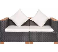 vidaXL Ensemble canapé de jardin 6 pièces poly rotin WPC noir