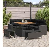 vidaXL Ensemble canapé de jardin 8 pcs noir poly rotin