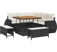 vidaXL Ensemble canapé de jardin 8 pcs noir poly rotin
