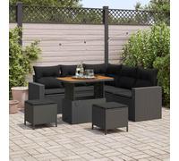 vidaXL Ensemble canapé de jardin 8 pcs noir poly rotin