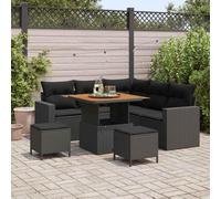 vidaXL Ensemble canapé de jardin 8 pcs noir poly rotin