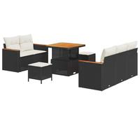 vidaXL Ensemble canapé de jardin 8 pcs noir poly rotin