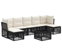 vidaXL Ensemble canapé de jardin 8 pcs noir poly rotin