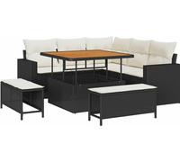 vidaXL Ensemble de canapé de jardin 8 pièces noir polyrotin