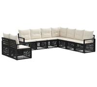 vidaXL Ensemble canapé de jardin 9 pcs noir poly rotin