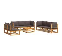 vidaXL Ensemble canapé de jardin 9 pièces avec coussins bois acacia & corde