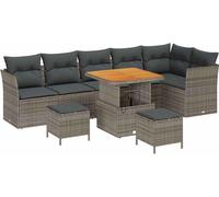 vidaXL Ensemble canapé de jardin 9 pièces gris polyrotin