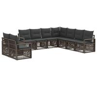 vidaXL Ensemble canapé de jardin 9 pièces gris polyrotin