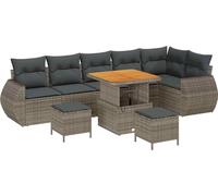 vidaXL Ensemble canapé de jardin 9 pièces gris polyrotin