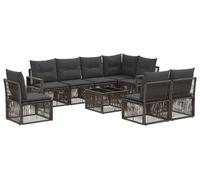 vidaXL Ensemble canapé de jardin 9 pièces gris polyrotin
