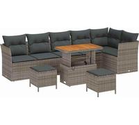 vidaXL Ensemble canapé de jardin 9 pièces gris polyrotin