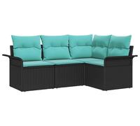 vidaXL Ensemble canapé de jardin avec coffre de rangement 4 pièces Noir Poly-rotin