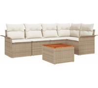 vidaXL Ensemble canapé de jardin avec coffre de rangement 6 pièces Beige et crème Polyrotin