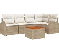 vidaXL Ensemble canapé de jardin avec coffre de rangement 6 pièces Beige et crème Polyrotin