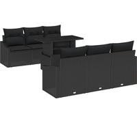 vidaXL Ensemble canapé de jardin avec coffre de rangement 7 pièces Noir Poly-rotin
