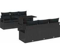vidaXL Ensemble canapé de jardin avec coffre de rangement 7 pièces Noir Poly-rotin