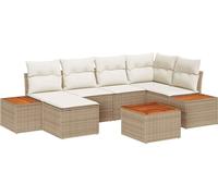 vidaXL Ensemble canapé de jardin avec coussins 7 pièces Beige et crème Polyrotin