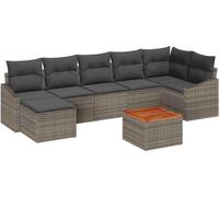 vidaXL Ensemble canapé de jardin avec coussins 8 pièces Gris Poly-rotin