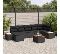 vidaXL Ensemble canapé de jardin avec coussins et coffre de rangement 8 pièces Noir Polyrotin