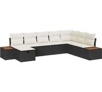 vidaXL Ensemble canapé de jardin avec coussins et coffre de rangement Noir Polyrotin