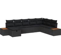 vidaXL Ensemble canapé de jardin avec coussins et coffre de rangement Noir Polyrotin