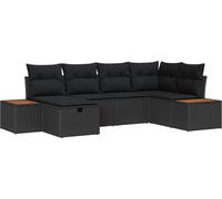 vidaXL Ensemble canapé de jardin avec coussins et coffre de rangement Noir Polyrotin