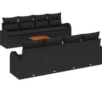 Ensemble de canapés de jardin vidaXL, 9 pièces, noir, en résine tressée